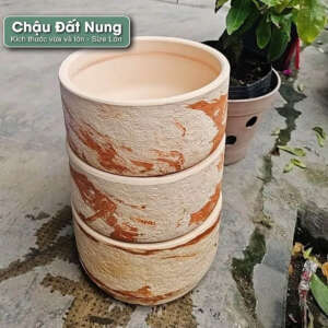 chậu đất nung trụ loang