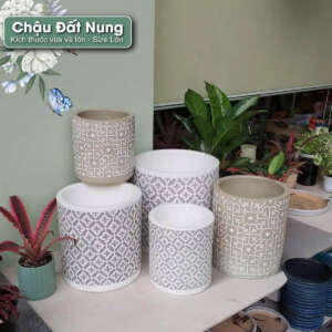 chậu đất nung sơn wax